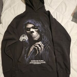Darc Sport Black Graphic Hooded Sweatshirt with Skull and Hood Print